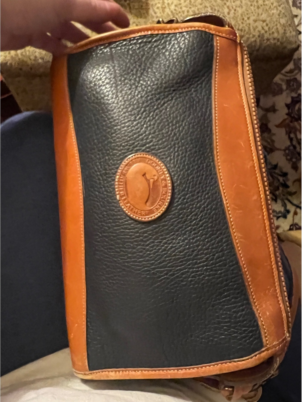 Black and Tan Pebbled Leather Shoulder Bag